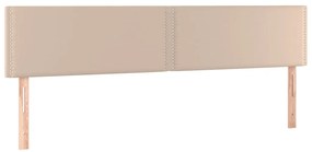 Cabeceira cama c/ LED couro artificial 200x5x78/88cm cappuccino