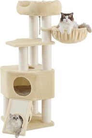 Arranhador para gatos, com caverna 50 x 50 x 141 cm bege