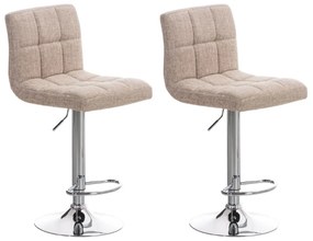 Conjunto de 2 bancos de bar Peru em tecido e com estrutura cromada 46 x 94-114 x 47 cm Creme