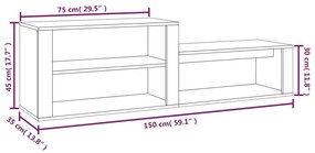 Sapateira Isabel - Com 3 Compartimentos - Cor Cinzento Cimento - 150x3