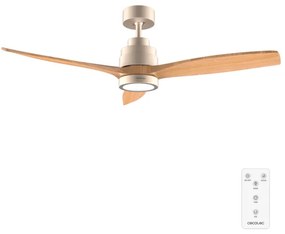 Ventoinha de teto EnergySilence Aero 5295 GoldWhite de 35 W com motor DC e 52" com luz LED de 18 W, controlo remoto, temporizador e 6 velocidades