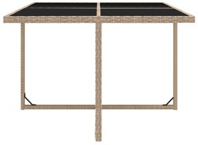 5 pcs conjunto jantar exterior com almofadões vime PE bege