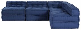 Puffs Modulares - Conjunto de 4 Peças em Tecido Índigo