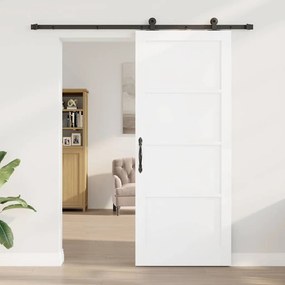 Porta Deslizante vidaXL com Conjunto de Ferragens Branca 86x211 cm Mad