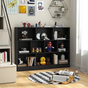 Estante com 10 cubos com armazenamento 140 x 24 x 104 cm com 3 níveis para sala de estar Quarto Preto