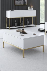 Mesa de Centro Lord – Branco e Dourado – 90x40x60 cm