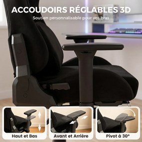 Cadeira Gaming, 73 x 70,5 x 137,5 cm, Massagem com Calor, Preta