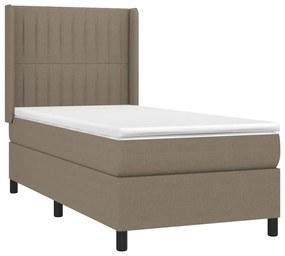 Cama box spring colchão/LED 100x200cm tecido cinza-acastanhado