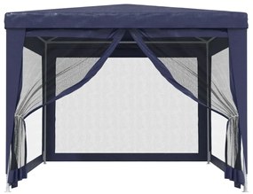 Tenda para festas c/ 4 paredes laterais em rede 3x4 m PEAD azul