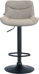 Banco alto em tecido com estrutura preta 85-106 x 49 x 51 cm castanho acinzentado