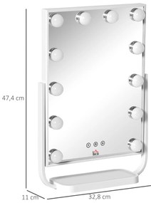 Espelho de Maquilhagem Espelho de Mesa com 12 Luzes LED 3 Temperaturas