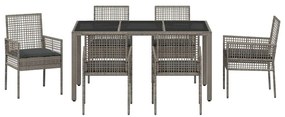 Conjunto de Jantar para Jardim 7 pcs Cinzeto 150 x 90 x 75 cm
