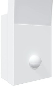 Candeeiros parede LED exterior c/ sensor 2 pcs alumínio branco