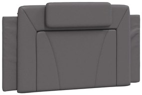 Estrutura cama c/ cabeceira 100x200cm couro artificial cinzento