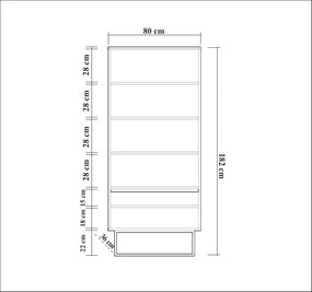 Estante Rea – Nogueira e Preto – 80x182x36 cm
