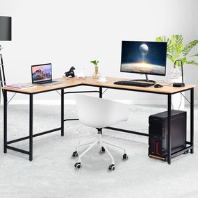 Secretária de Computador em forma de L Mesa de Computador 168 x 125 x 74 cm Natural