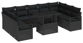 Conjunto de Sofás de Jardim vidaXL de 10 Peças com Almofadas de Polira