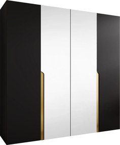 Roupeiro Hartford 586, Preto, Dourado, 202x200x52cm, 135.3 kg, Portas para roupeiro: Com dobradiças