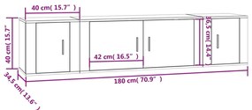3 pcs conjunto móveis de TV madeira processada branco brilhante