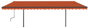 Toldo retrátil manual com postes 6x3,5 m laranja e castanho