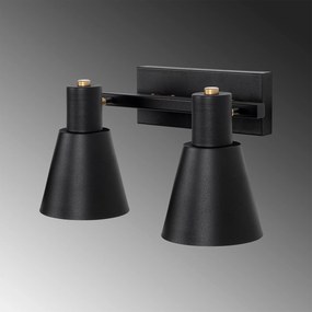 Candeeiro de Parede Funnel – Preto e Dourado – 38 x 21 x 21 cm