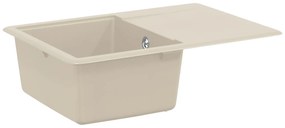 vidaXL Pia Bege 670 x 460 mm 80% Quartzo e 20% Resina