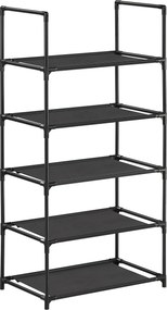 Estante para sapatos com 5 prateleiras 45 x 28 x 89 cm  em tecido não tecido Preto