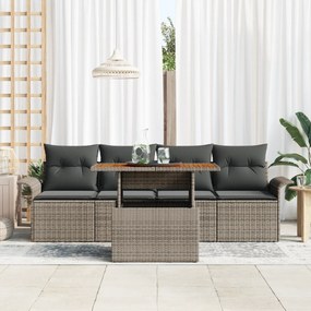 Conjunto de Sofá de Jardim vidaXL 5 Peças com Almofadas Rattan Poliést