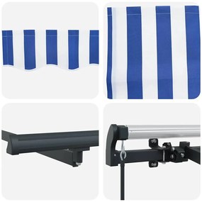 Toldo Retrátil Manual Azul e Branco e Antracite