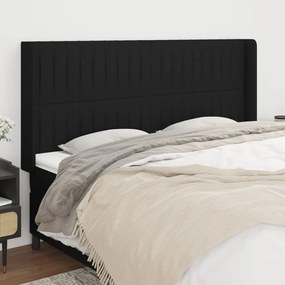 Cabeceira de cama c/ abas tecido 203x16x118/128 cm preto