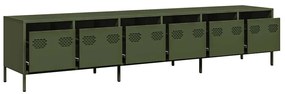 Móvel de TV 202x39x43,5 cm aço laminado a frio verde-azeitona