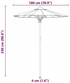 Parasol de Jardim Cinza Escuro 180x230 cm Bambu
