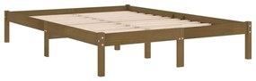 Estrutura de cama dupla pequena 120x190 cm madeira castanho mel