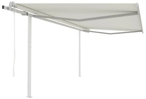 Toldo retrátil automático com postes 4x3,5 m cor creme