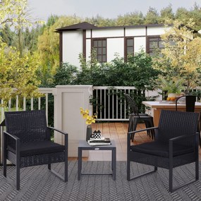 Conjunto de Móveis de Jardim de Vime 3 Peças com 1 Mesa 42,5x40x39 cm