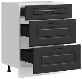 Armário de cozinha baixo Kalmar madeira artificial preto