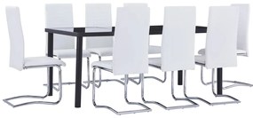 vidaXL 9 pcs conjunto de jantar couro artificial branco