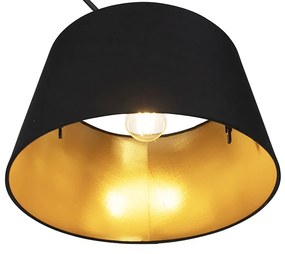 Candeeiro de suspensão com cúpula de algodão preto com 35 cm dourado - Blitz I preto Moderno