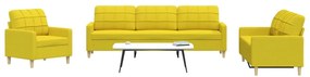 3 pcs conjunto de sofás tecido amarelo-claro