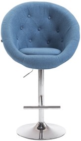 Banco de bar London em tecido e com estrutura cromada 65 x 107-128 x 57 cm Azul