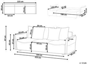Sofá-cama 3 lugares com arrumação em tecido castanho KRAMA Beliani