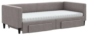 Sofá-cama c/ gavetão/gavetas 90x200 cm tecido cinza-acastanhado