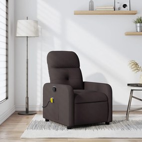 vidaXL Poltrona de massagens reclinável tecido castanho-escuro