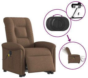 Poltrona elétrica elevatória massagens tecido castanho