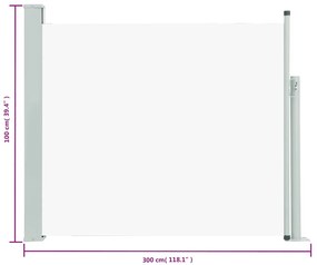 Toldo lateral retrátil para pátio 100x300 cm creme