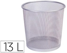 Cesto de Papeis Q-Connect de Rede Metálico Prata Capacidade 13 Litros 28x26,5 cm