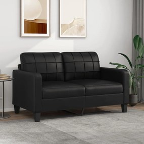 359117 vidaXL Sofá de 2 lugares 140 cm couro artificial preto