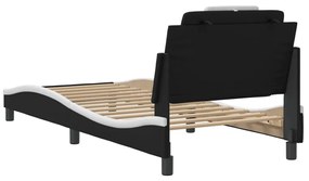 Estrutura cama c/ cabeceira couro artif. 80x200 cm preto/branco