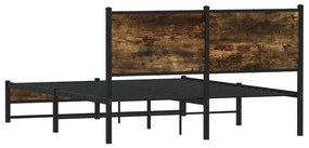 Estrutura de cama sem colchão 140x190 cm metal carvalho fumado
