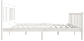 Estrutura de cama 140x190 cm madeira maciça branco